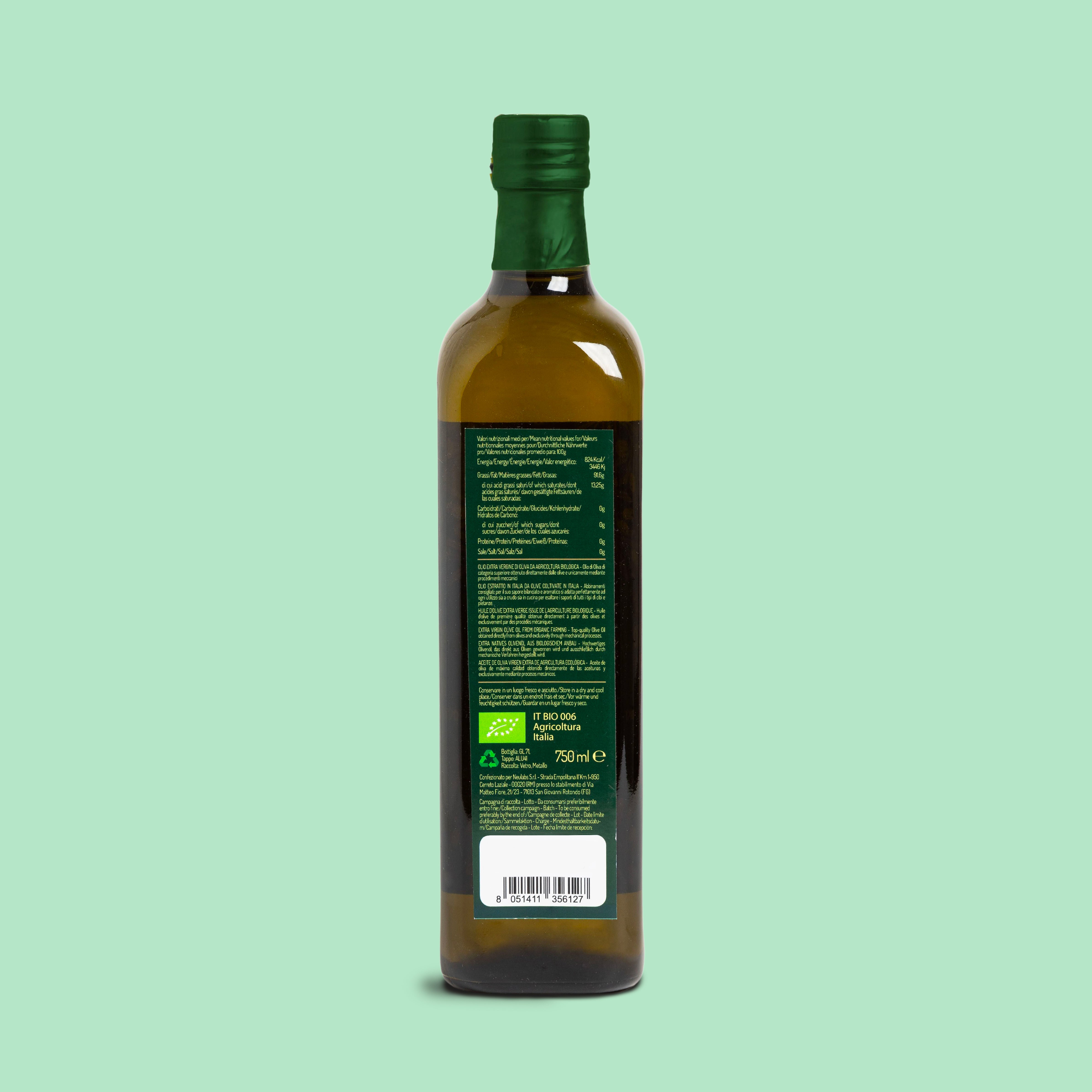 Olio Extra Vergine d'Oliva Monocultivar Ogliarola Bio