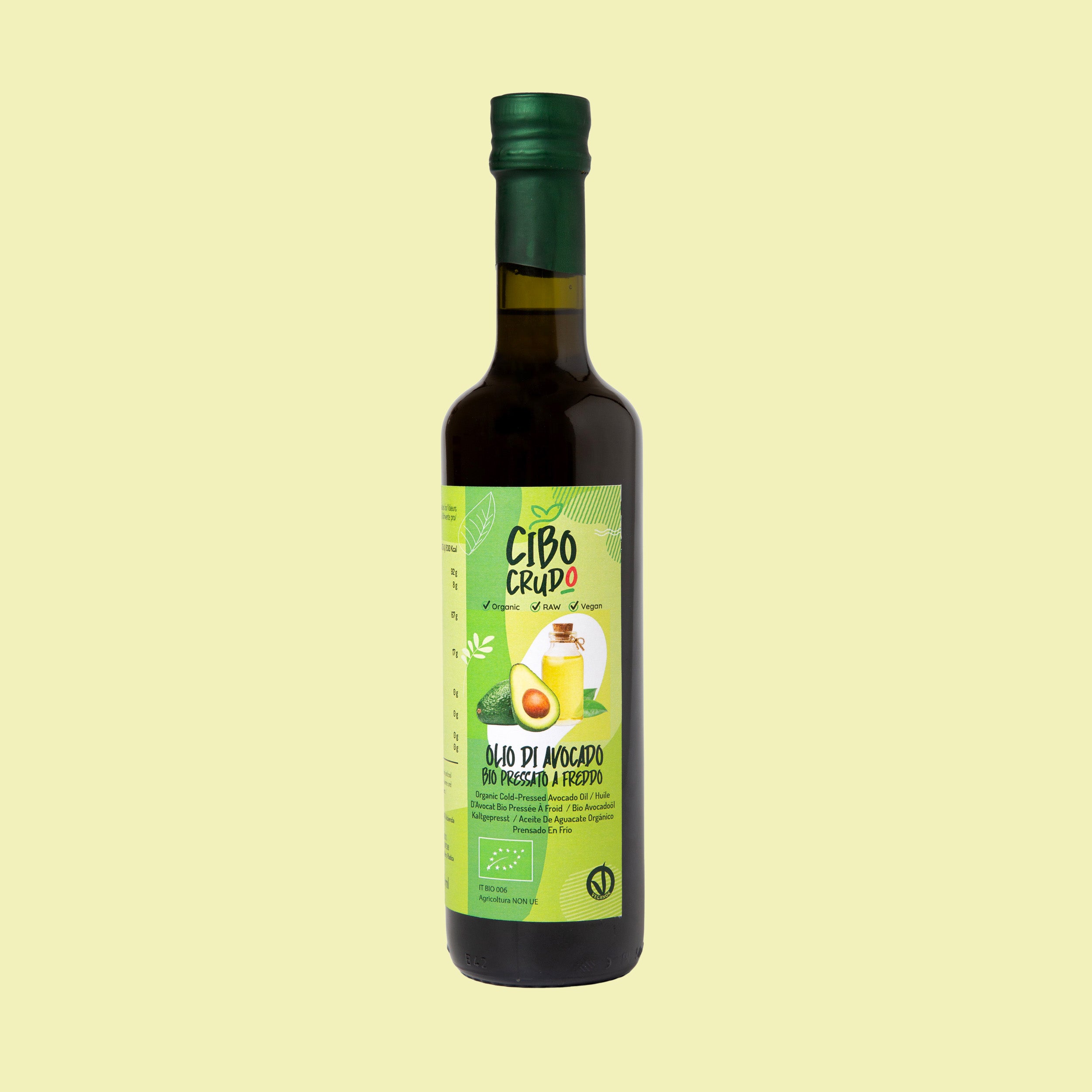 Olio di Avocado Crudo Pressato a Freddo Bio